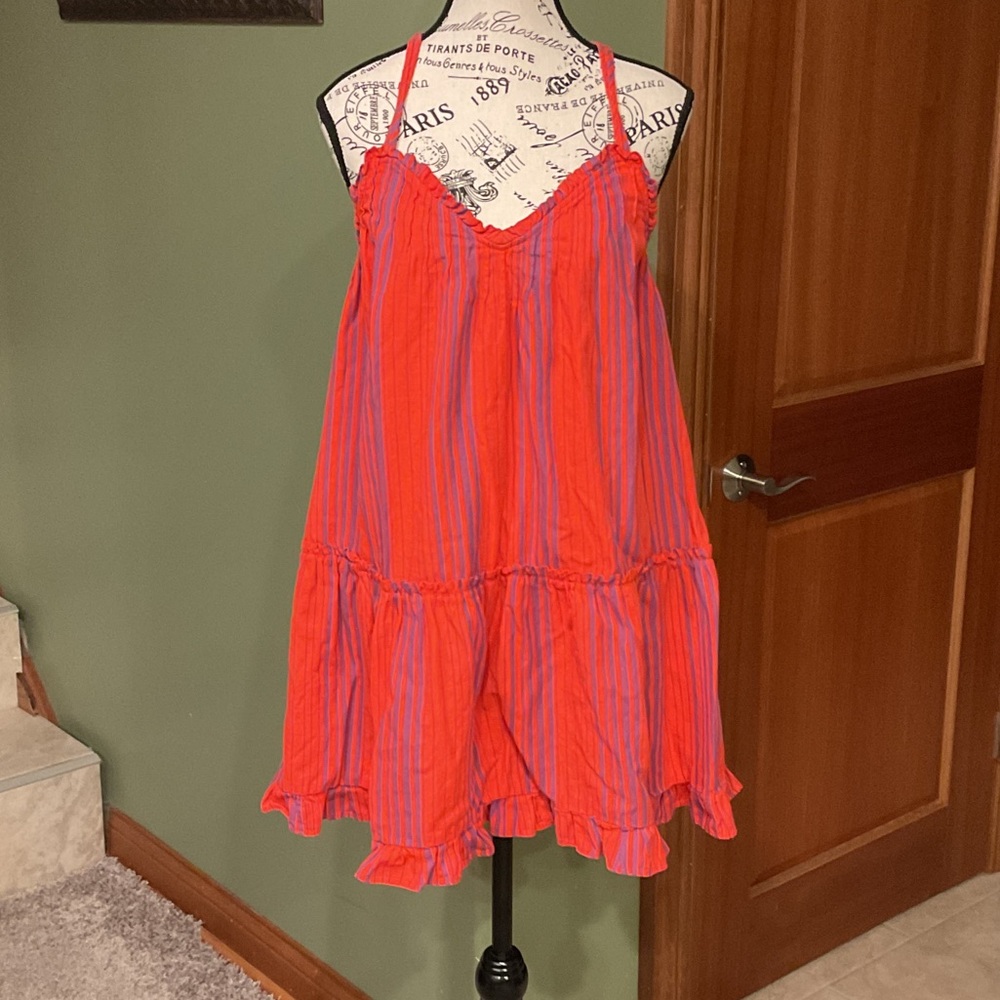 Universal Thread Orange Pink Sleeveless Halter Sundress, Size XS